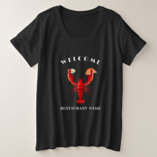 ウェルカムロブスターすしシーフードマーケット名前をカスタムする プラスサイズTシャツ