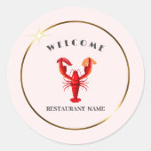 ウェルカムロブスターすしシーフードマーケット名前をカスタムする ラウンドシール (正面)