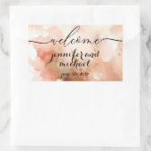 ウェルカムローズゴールドウォーター結婚カラー 長方形シール (バッグ)