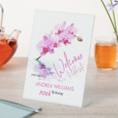 ウェルカムワイルドオーキッドフラワーフラワーズ50誕生日 台座サイン (インサイチュ)