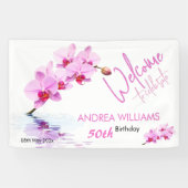 ウェルカムワイルドオーキッドフラワーフラワーズ50誕生日 横断幕 (横)