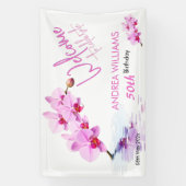 ウェルカムワイルドオーキッドフラワーフラワーズ50誕生日 横断幕 (縦)