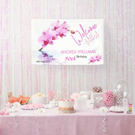 ウェルカムワイルドオーキッドフラワーフラワーズ50誕生日 横断幕