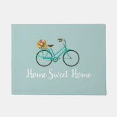 ウェルカムヴィンテージ自転車と花フロアマット ドアマット (正面)