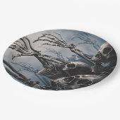 ウェルカム完全に死んでいなゾンビスケルトン怖い不気味紙 ペーパープレート (アングル)