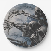 ウェルカム完全に死んでいなゾンビスケルトン怖い不気味紙 ペーパープレート (正面)