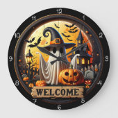 ウェルカム幽霊ハロウィーンナイト ラージ壁時計 (正面)