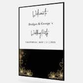 ウェルカム抽象芸術フローラブラック&フロスト アクリルサイン (傾斜)