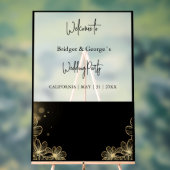 ウェルカム抽象芸術フローラブラック&フロスト アクリルサイン (ニュートラル)