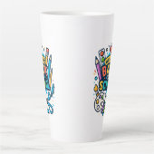 ウェルカム新学期おもしろいアートデザイン カフェラテマグ (正面)