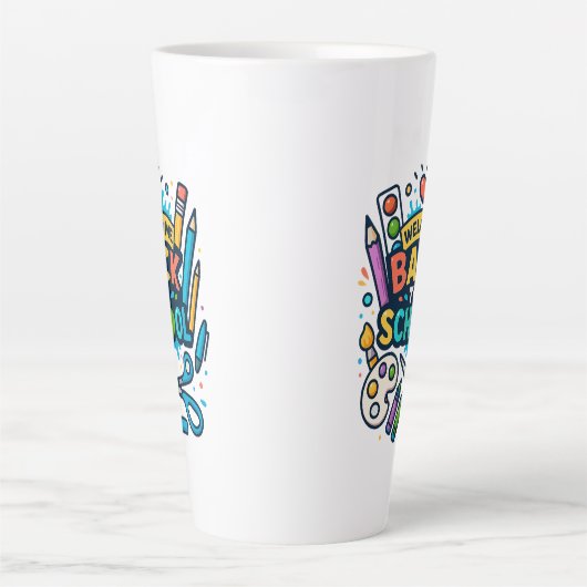 ウェルカム新学期おもしろいアートデザイン カフェラテマグ (正面)