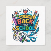 ウェルカム新学期おもしろいアートデザイン スクエア名刺 (裏面)