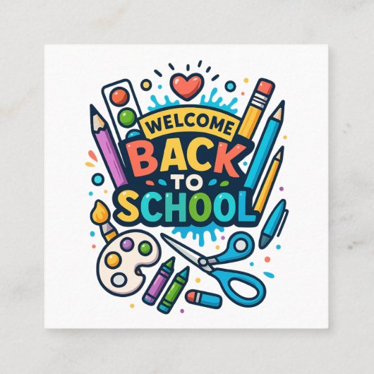 ウェルカム新学期おもしろいアートデザイン スクエア名刺 (裏面)