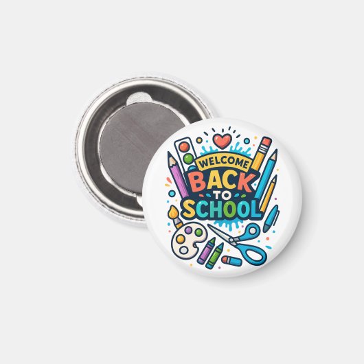 ウェルカム新学期おもしろいアートデザイン マグネット (正面/裏面)