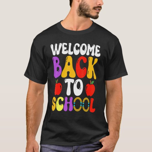 ウェルカム新学期かわいい先生学生の最初 Tシャツ (正面)