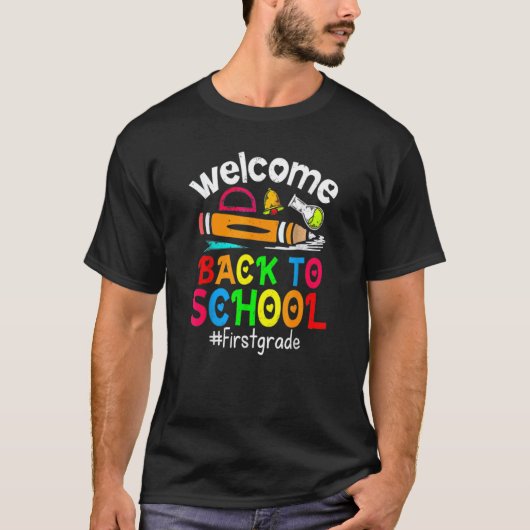 ウェルカム新学期かわいい先生学生の最初 Tシャツ (正面)