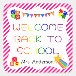 ウェルカム新学期の最初の日の学校のシール スクエアシール