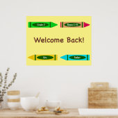 ウェルカム新学期カスタムカラーズクレヨン ポスター (キッチン)