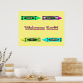 ウェルカム新学期カスタムクレヨンデザイン ポスター (キッチン)