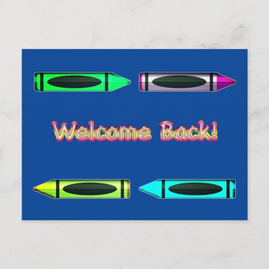 ウェルカム新学期カスタムクレヨンデザイン ポストカード (正面)