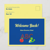 ウェルカム新学期カスタムABCブックワーム ポストカード (正面/裏面)