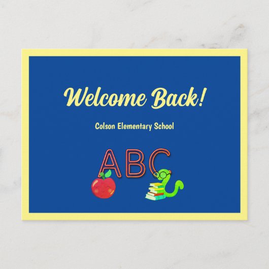 ウェルカム新学期カスタムABCブックワーム ポストカード (正面)