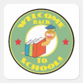 ウェルカム新学期ブックワーム スクエアシール (正面)