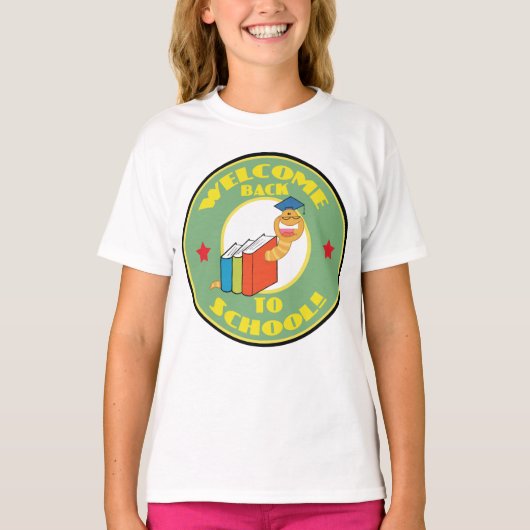 ウェルカム新学期ブックワーム Tシャツ (正面)