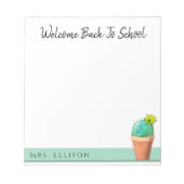 ウェルカム新学期ポッテッドフラワーサボテンカスタム ノートパッド (正面)