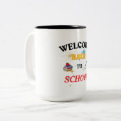 ウェルカム新学期マグカップ – おもしろい&コカラフルーヒー ツートーンマグカップ (正面左)