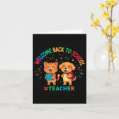 ウェルカム新学期先生かわいい猫犬の本 カード (黄色い花)