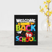 ウェルカム新学期初日の学校先生 カード (黄色い花)