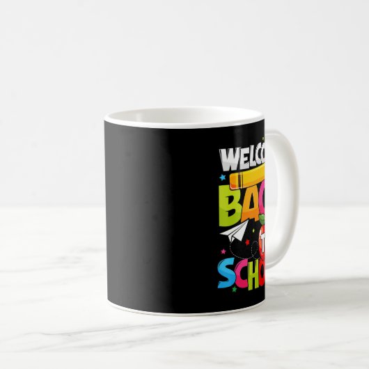 ウェルカム新学期初日の学校先生 コーヒーマグカップ (正面右)