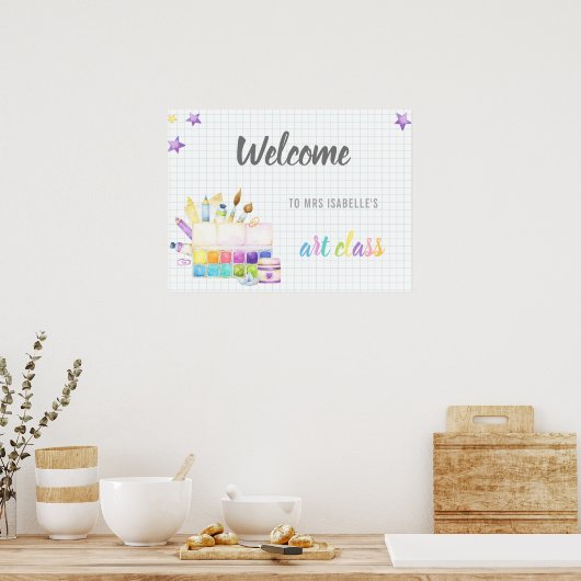 ウェルカム新学期幼稚園アートクラスかわいい ポスター (キッチン)