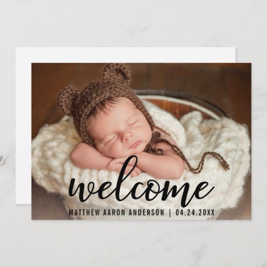 ウェルカム新生児アナウンスBlkカード 案内状 (正面/裏面)