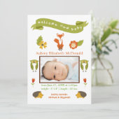 ウェルカム新生児ウッドランド – 誕生のお知らせ 案内状 (スタンド正面)
