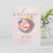 ウェルカム新生児ガールフォト誕生 案内状 (スタンド正面)