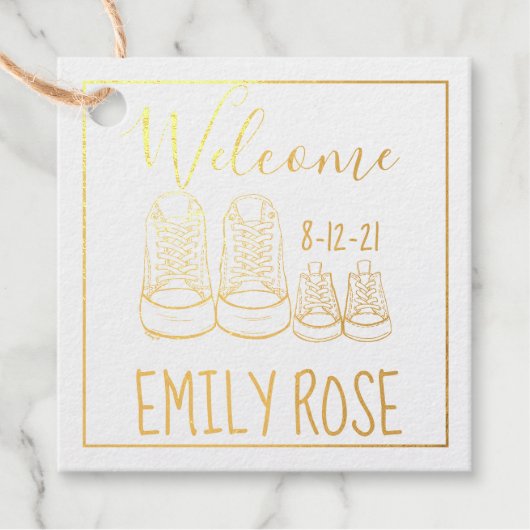 ウェルカム新生児シャワー誕生発表靴 フェイバータグ (正面)
