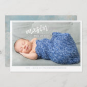 ウェルカム新生児ボーイ誕生 案内状 (正面/裏面)