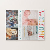 ウェルカム新生児誕生カスタムフォトコラージュファミリー ジグソーパズル (横)