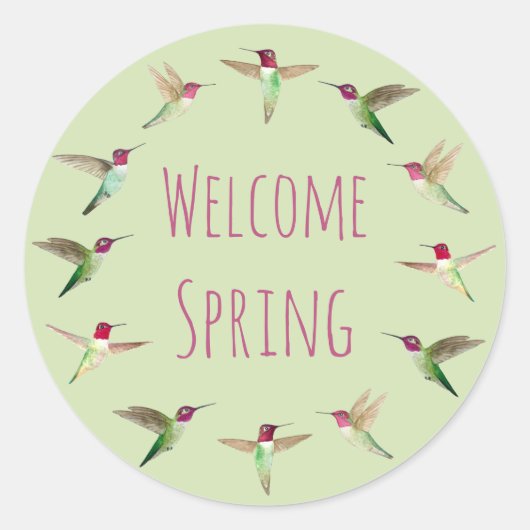 ウェルカム春アンナズハミングバード ラウンドシール (正面)