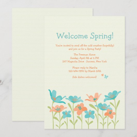 ウェルカム春招待状 招待状 (正面/裏面)