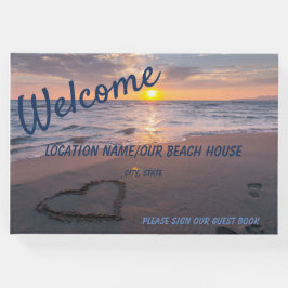 ウェルカム海ビーチサンセットブルーフォントゲストブック ゲストブック