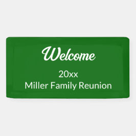 ウェルカム深いグリーンアンドホワイトネームファミリー懇親会 横断幕