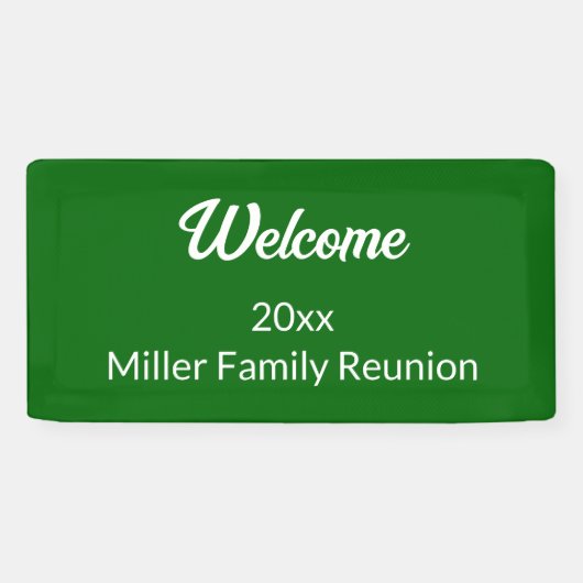 ウェルカム深いグリーンアンドホワイトネームファミリー懇親会 横断幕 (横)