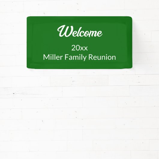 ウェルカム深いグリーンアンドホワイトネームファミリー懇親会 横断幕 (インサイチュ)