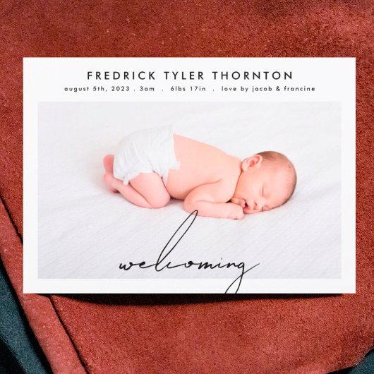 ウェルカム生まれたばかりのフォトコラージュベビー誕生 案内状