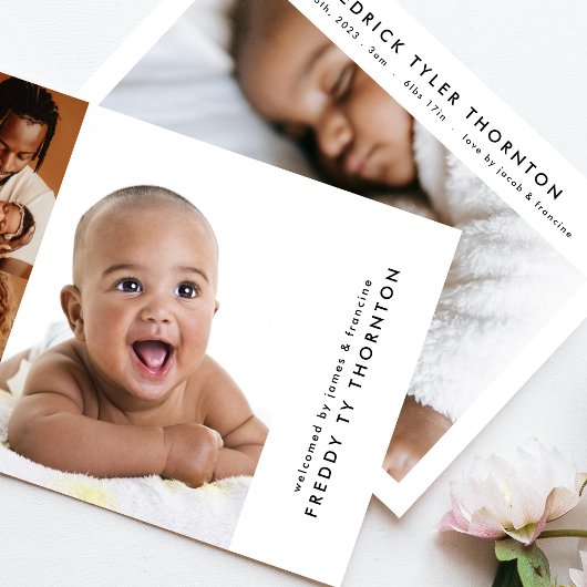 ウェルカム生まれたばかりのフォトコラージュベビー誕生 案内状