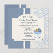 ウェルカム男の赤ちゃんシャワー招待状 招待状 (正面/裏面)