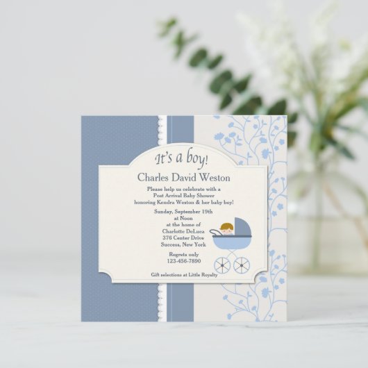 ウェルカム男の赤ちゃんシャワー招待状 招待状 (スタンド正面)